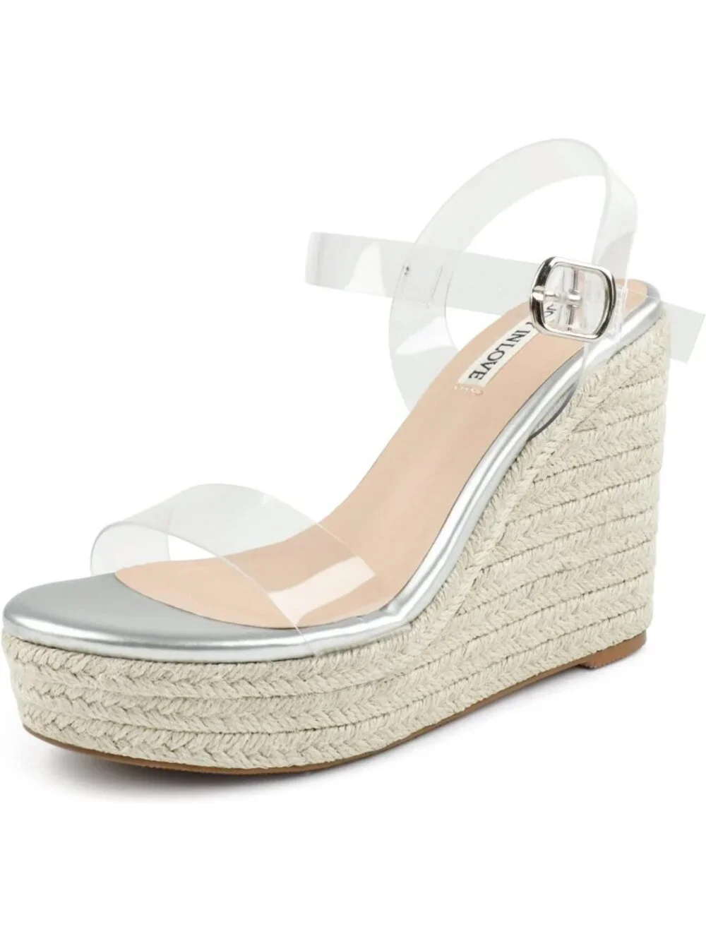 Women's Clear Espadrille Wedge Sandals Platform Ankle Strap Open Toe Heels